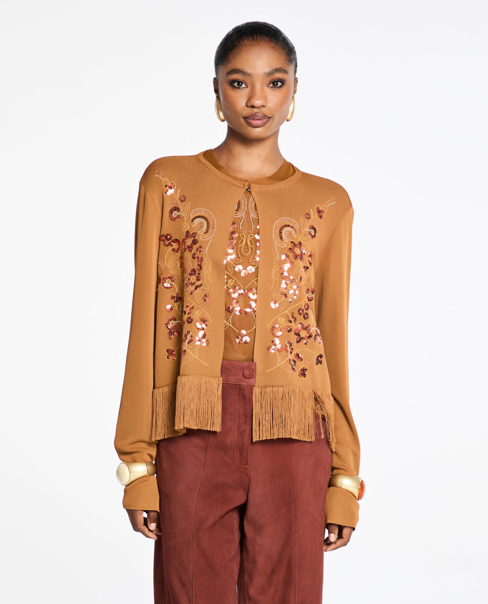 Casaco Lafort Com Franjas Angelina Tricot